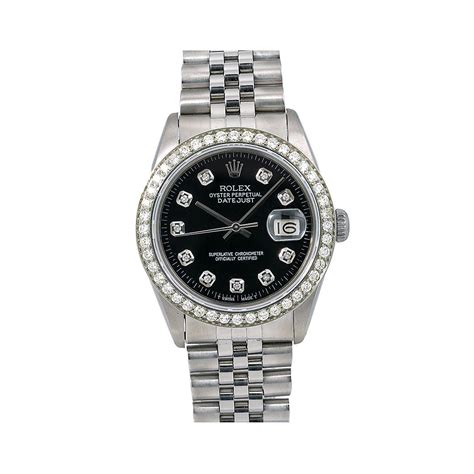 rolex oyster perpetual datejust 36 black|rolex 36mm datejust with diamonds.